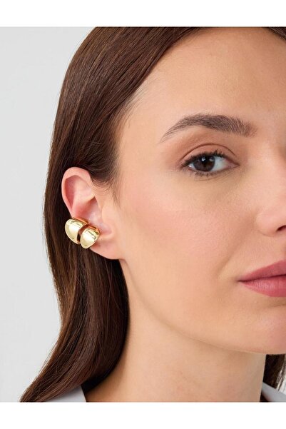 Jimmy Key Altın Rengi Zarif Formlu Kıkırdak Küpesi