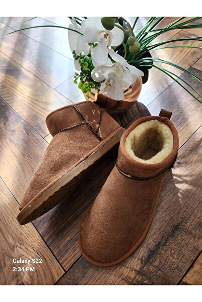 McMelzo Kadın İçi Tüylü İnce Taban Kahve Bot