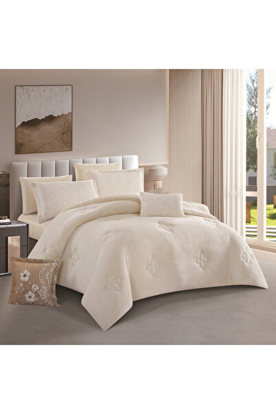 HOURS Horse double-sided winter bedspread, fur and velvet, suitable for a double bed size of 200 x 200 cm, consisting of 8 pieces, 240 stitches