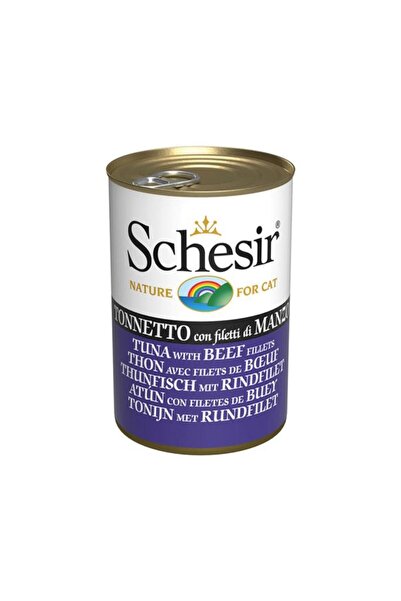 Schesir طعام القطط المعلب من التونة مع شرائح اللحم البقري في الجيلي - 140 جرام