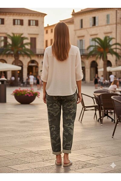 Punta Otantik LS7312 Kamuflaj Desenli Likralı İtalyan Coton Pantolon Haki