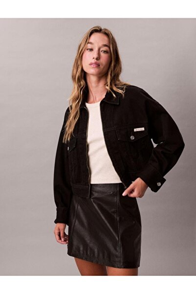 Calvin Klein DENIM CROPPED JACKET SOFT BLACK
