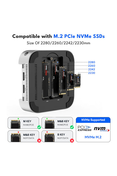 Acasis M001 PRO 11in1 Mac Mini M4 Workstation 40Gbps TB4, 2xNVMe, 4xUSB 3.2, 4K HDMI, SD/TF Dock