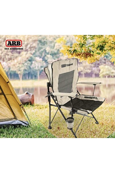 ARB Katlanır Kamp Sandalyesi Bej 150Kg Taşıma Kapasiteli Bardaklıklı