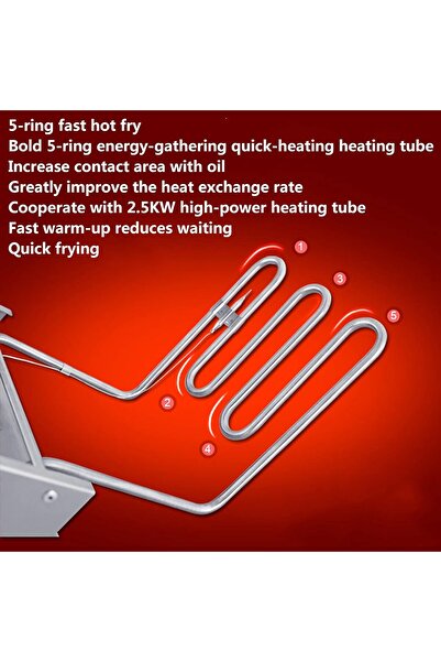 Five Stars 12L Commercial Deep Fryer with Grease Temperature Control Removable Oil Container Double 6L Fr