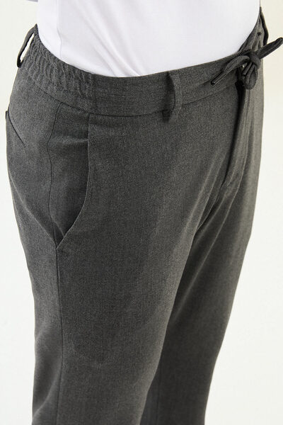 Mcr Straight Slim Fit Drawstring Elastic Waist Men's Trousers Anthracite - 38343.25K