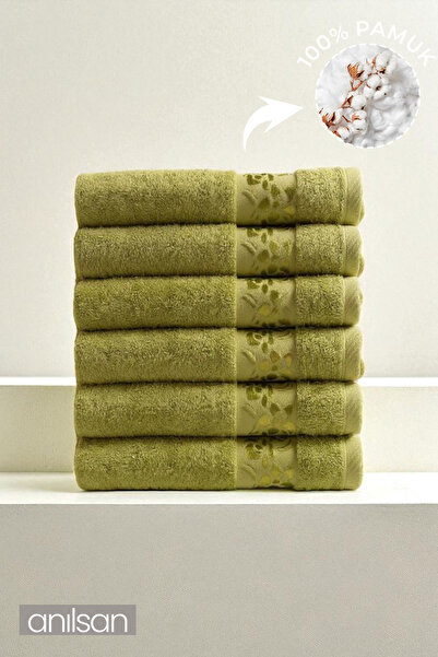 Anılsan 6-пакет зелених міні-рушників для рук та обличчя, 62 г, 30x50 см, 100% бавовна, рушники для спа-салонів та готелів
