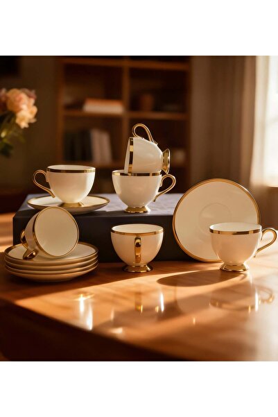 Trendmiya 6'lı Gold Detay Porselen Fincan Takımı