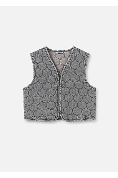 MAYORAL Girl's Quilted Denim Vest Gray 7319