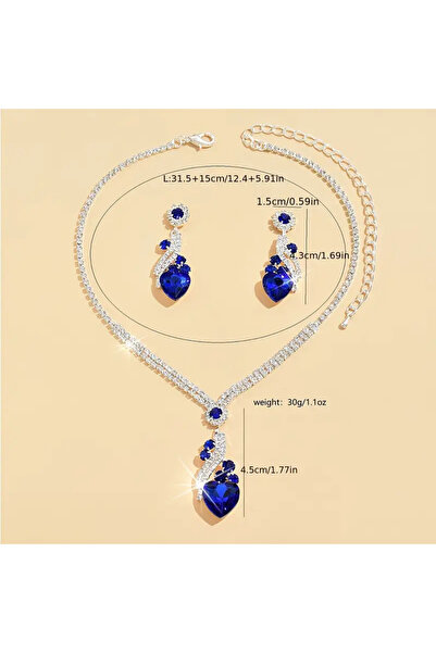 byozanyılmaz Completely Set with Stones Necklace and Earring Set