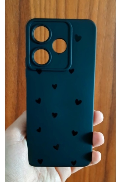 Newon غطاء هاتف REDMI 13 مطبوع بتصميم قلب مع بطانة مخملية من السيليكون