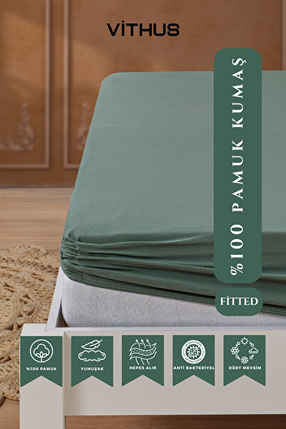 Vithus 100% бавовняна простирадло з гумкою, односпальне, двоспальне та велике