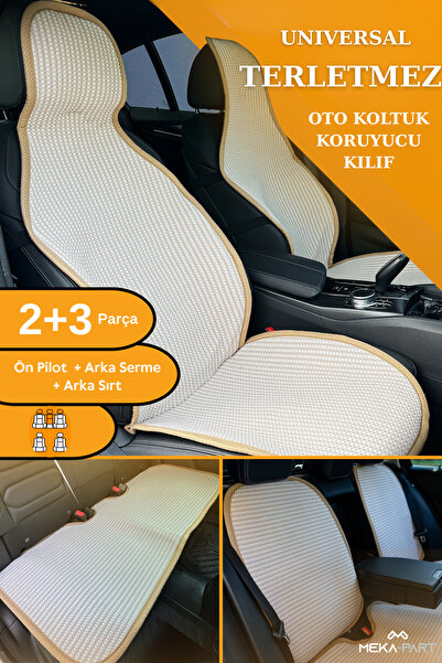 TREND Anti-Sweat Car Seat Protector Cover 100% Cotton 5-Piece Full Set Cream Toyota Corolla All Models
