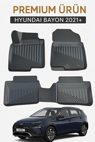 Black Gold Hyundai Bayon 2021+ Uyumlu 3D Oto Paspas Premium