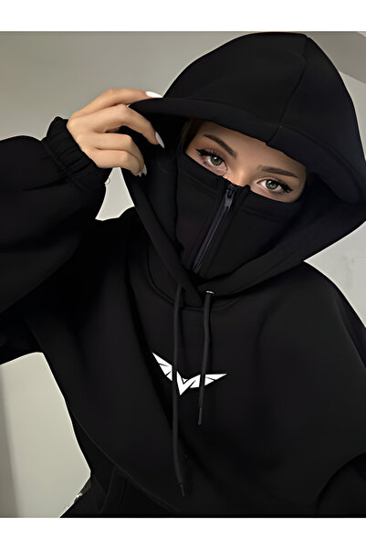 ZEMLİYA Μασκαραρισμένο Unisex Oversize Hoodie με Κουκούλα — Καθημερινό, Unisex