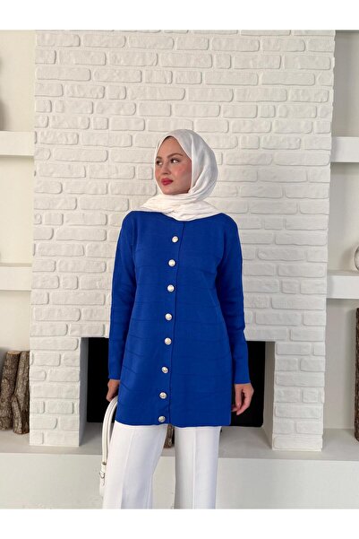 Butik Düğmeli Triko Hırka. Merserize