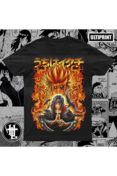 FG KONNİCHİWA Μπλουζάκι με στάμπα Naruto Anime Unisex Μαύρο μπλουζάκι Sasuke Kakashi Itachi Gaara