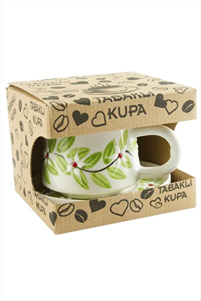 CT STONES Leaf Patterned Ceramic Plate Mug