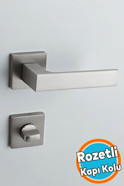 NZB Wc-Banyo Kapı Kolu Kare Rozetli İNOX Sağa Sola Uygun İç Dış Kapısı Kilitlenebilir 1 Takım