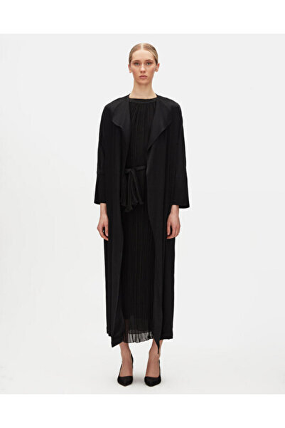 MISS DALIDA Arkası Tül Şık Uzun Siyah Ceket