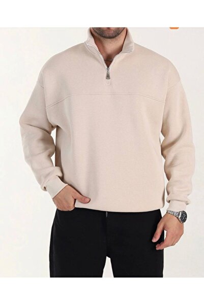 Yarım Fermuarlı Oversize Sweatshirt