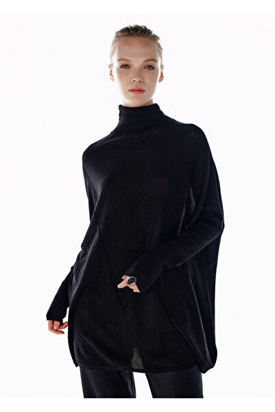 Knitss Black Merino Wool Blend Knit Tunic