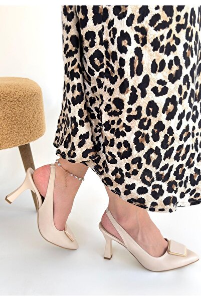 Selma Butik Pıert Beige Skin Heeled Shoes