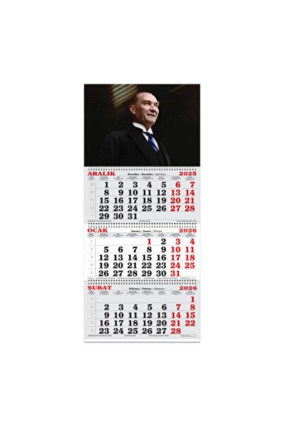 KESKİN COLOR Keskin 2026-3 Aylık Spiralli Jumbo Denizci Takvim-Atatürk 2