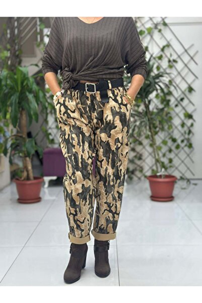 Punta Otantik Nc242975 Italian Camouflage Lycra Cotton Trousers Camel