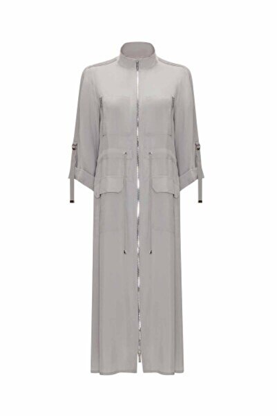 MISS DALIDA Beli Büzgülü Cepli Cupro Gri Kap