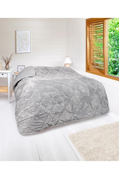 CT STONES لحاف ويلسوفت مزدوج 200*220 ذو وجهين - رمادي