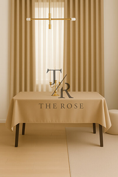 The Rose Bej Saten Masa Örtüsü Leke Tutmaz