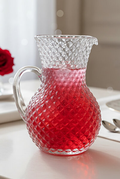 grandora 2 Litre Şık Dekorlu Cam Sürahi – Buzlu Desen, Premium Kalite