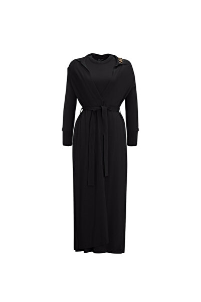 MISS DALIDA Gömlek Yaka Broş Detaylı Triko Siyah Hırka