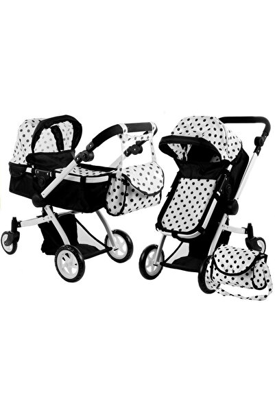 LeanToys Carucior de papusi 2 in 1 pentru copii Alice, dimensiune 64 x 38 x 68 cm, cu spatar, capotina si man