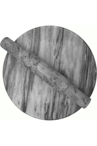 Lion Natural Marble Chakla Belan Set – 30 cm Round Rolling Board with 31.5 cm Rolling Pin ( Grey )