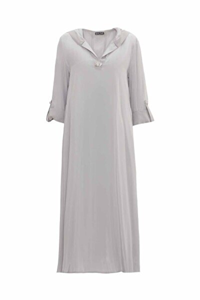 MISS DALIDA Kapüşon Detaylı Cupro Gri Takım