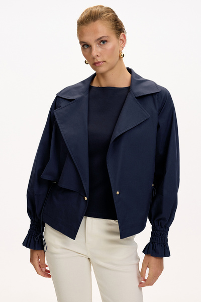 Exquise Shirt Collar Raglan Sleeve Regular Lined Cotton Jacket