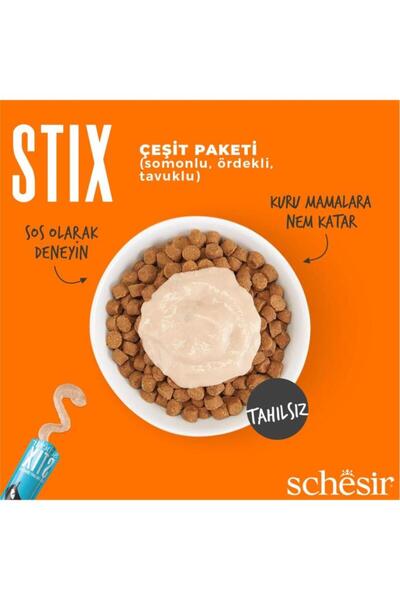 Schesir Stix Tavuklu & Somonlu & Ördekli Mix Krema Ödül Maması 6x15g Skt: 82/...
