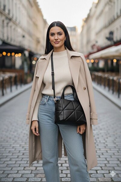 ÇANTA Kadın Kapitone Kabartmalı Puf Şişme Suni Deri Napoli Omuz Askılı Tote E...