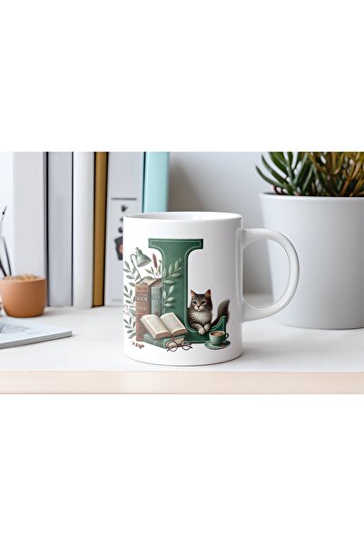 Beramussa كوب على شكل حرف L مع شخصيات القطط والكتب - خاص لمحبي الكتب والقطط -...