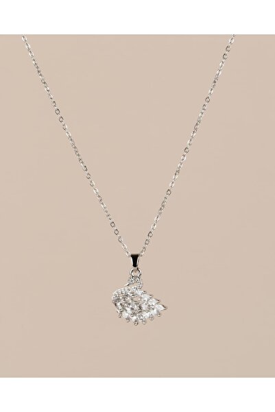 Portakal Esintisi Swanira Swan Figured Zircon Stone Steel Necklace