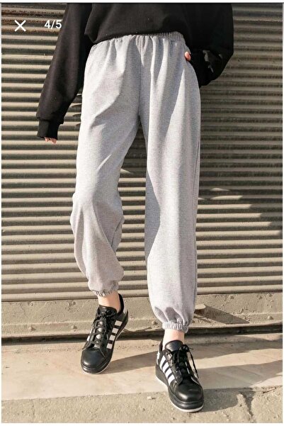 BERYY MODA Pantaloni de trening de iarnă pentru femei, gri, cu elastic la gleznă