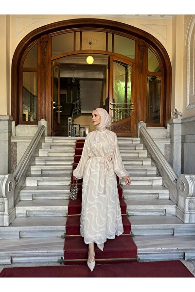 FUSHYA Taşlı Güpür Detaylı Elbise