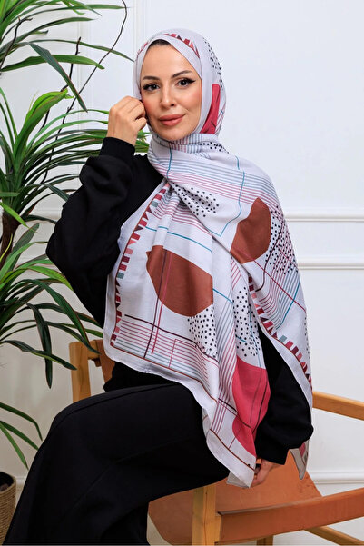 Noorella Scarf شال مودرا بنمط هندسي - كرز