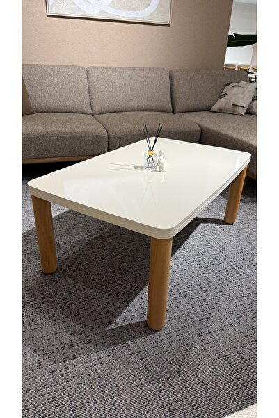 AKSET ORTA SEHPA FULL KREM BOHEM CEVİZ AYAK