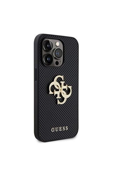 Guess Θήκη για iPhone 15 Pro, Διάτρητο λογότυπο 3D, Λεπτή σχεδίαση, Μαύρη
