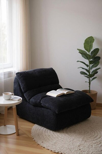 JOJO HOME Premium Lounge Armchair, HD Foam, L x W x H: 80 x 100 x 74 cm, Black