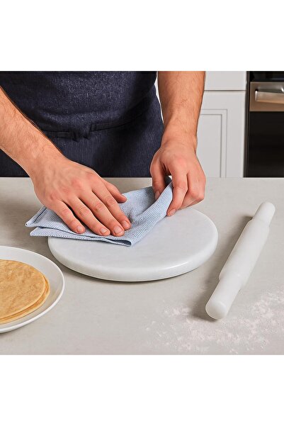 Lion Natural Marble Chakla Belan Set – 30 cm Round Rolling Board with 31.5 cm Rolling Pin ( White )