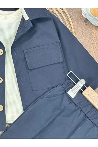 BİSCOİ Babybiscoi Pleated Waist Elasticated Waffle Sweat Baby Boy Lycra Gabardine Suit